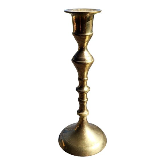 Vintage Brass Candlestick MCM - 7 Inches - Made In India - Picture 2 of 9